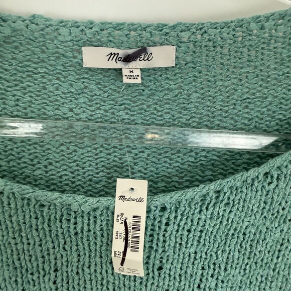 MADEWELL Boatneck Pullover Sweater M Wave Crest Green Open Knit NWD B4 - Picture 5 of 6